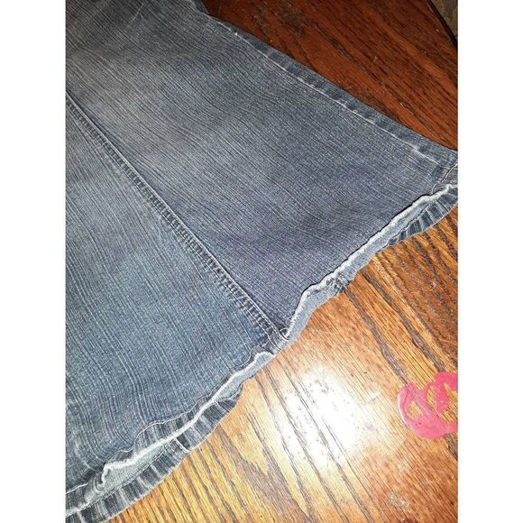 Juniors Jr Size 5 Rewind Blue Denim Blue Jean Midi Skirt Stretch Double Button - Picture 4 of 6